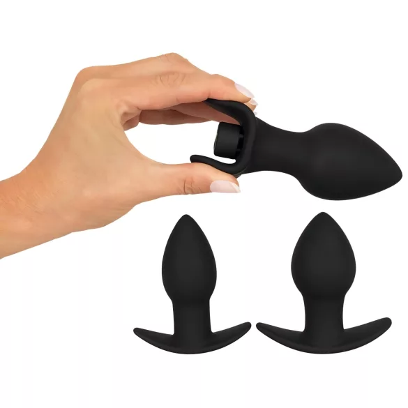 Black Velvets - kit vibrador anal recarregável - 3 peças - preto
