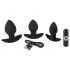 Black Velvets - kit vibrador anal recarregável - 3 peças - preto