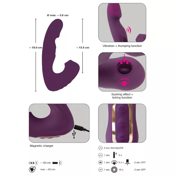 Javida - vibrador estimulador de clitóris 4 em 1 - silicone roxo