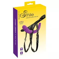   Smile - dildo duplo com cinta para casal - silicone roxo/preto