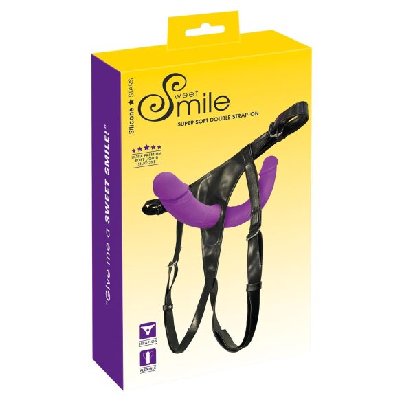 SMILE - Cinta com duplo dildo (roxo-preto)