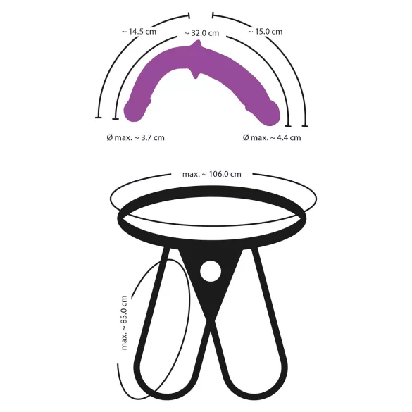 Smile - dildo duplo com cinta para casal - silicone roxo/preto