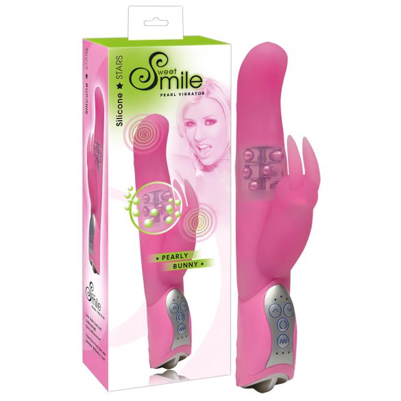 Coelhinha Sorridente Pérola - vibrador com contas (rosa)