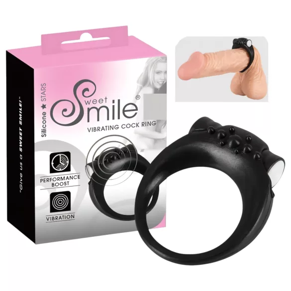 SMILE Stayer - anel peniano vibratório - silicone preto