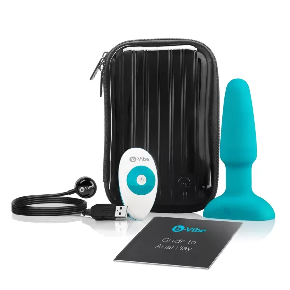 b-Vibe - vibrador anal com esferas rotativas recarregável - azul turquesa