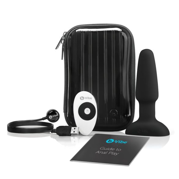b-Vibe - Vibrador anal preto com pérolas rotativas recarregável