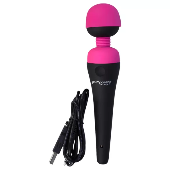 PalmPower Wand - vibrador massageador recarregável - silicone rosa/preto