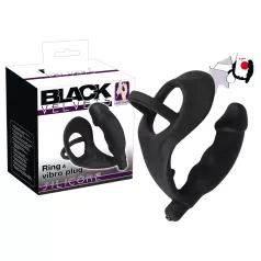   Black Velvets - vibrador anal com anel peniano e escrotal - silicone preto