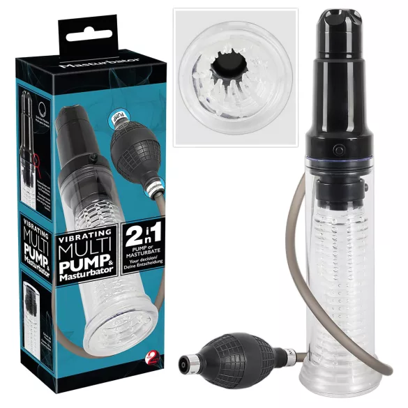 You2Toys - bomba peniana e masturbador 2 em 1 - transparente