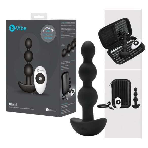 b-Vibe - Vibrador Anal Triplo com Pérolas (Preto)