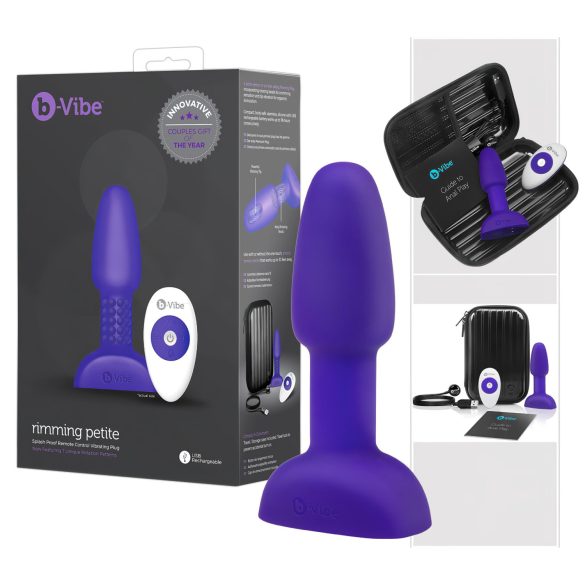 b-Vibe Rimming - Vibrador anal giratório com pérolas (roxo)