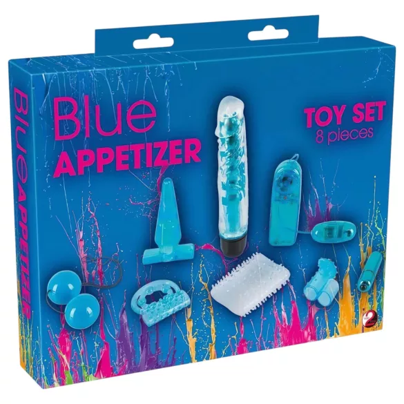 You2Toys - kit vibrador 8 peças - silicone azul