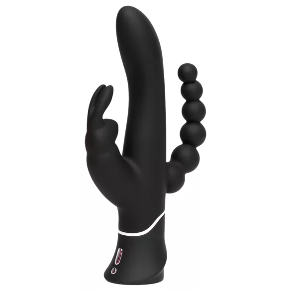 Happyrabbit - vibrador triplo recarregável clitóris e anal - silicone preto