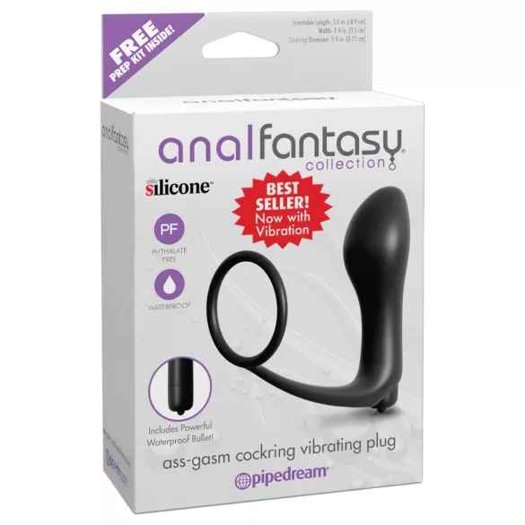 Analfantasy - vibrador anal de dedo com anel peniano - silicone preto
