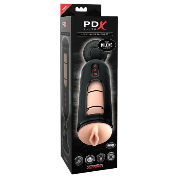 PDX Elite Mega Milker - Masturbador Vibratório para Homens (Preto)