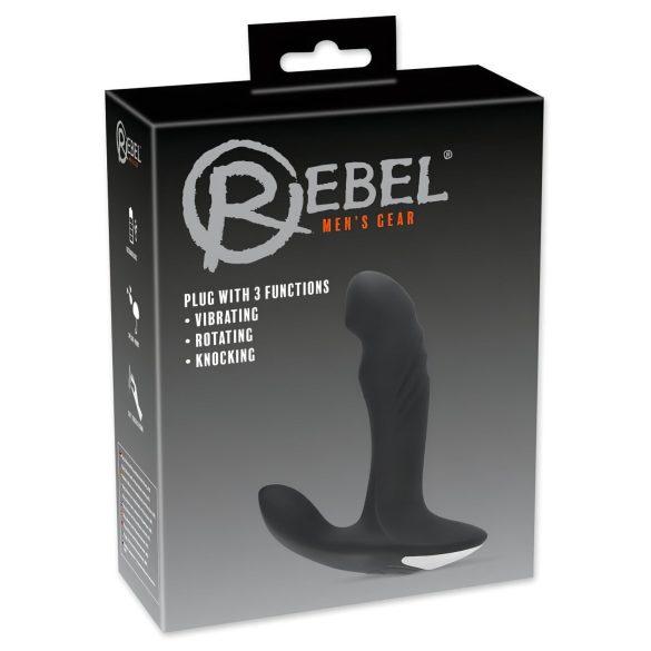 Rebel - vibrador massageador de próstata com esferas rotativas - silicone preto