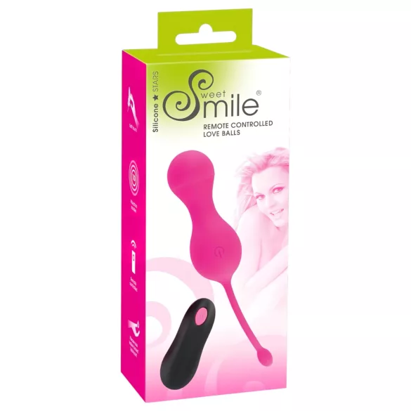 SMILE Love Balls - ovo vibratório recarregável com controle remoto - rosa