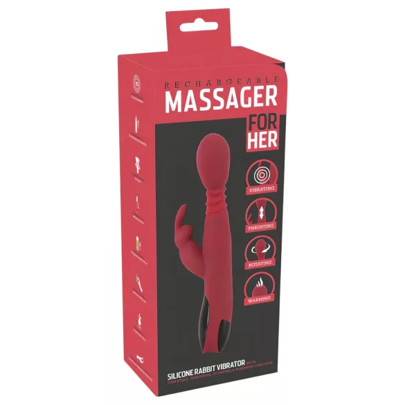 You2Toys Massager - vibrador de ponto G com movimento de vaivém, rotação e aquecimento (vermelho)