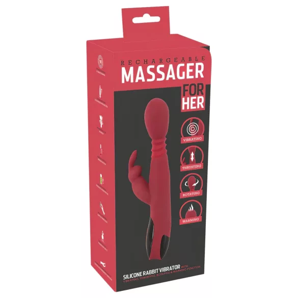 You2Toys Massager - vibrador de ponto G com movimento de vaivém, rotação e aquecimento (vermelho)