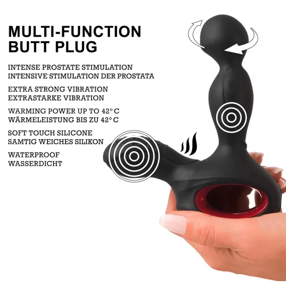 You2Toys - vibrador próstata rotativo aquecedor - silicone preto