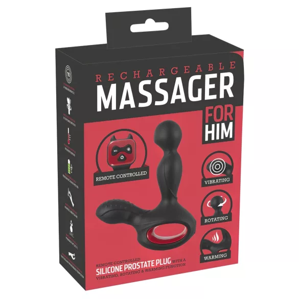 You2Toys - vibrador próstata rotativo aquecedor - silicone preto