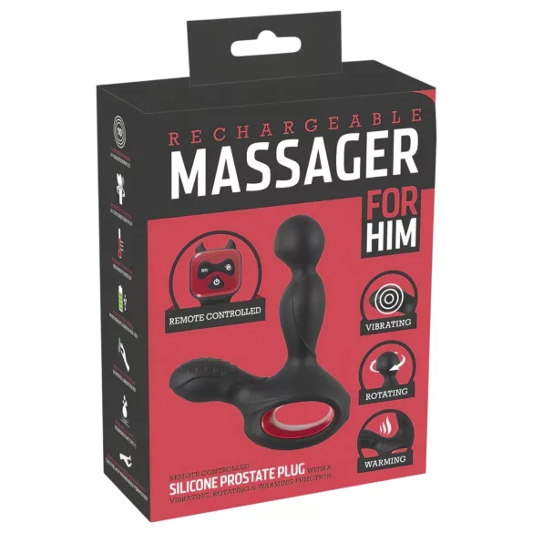 You2Toys - vibrador próstata rotativo aquecedor - silicone preto