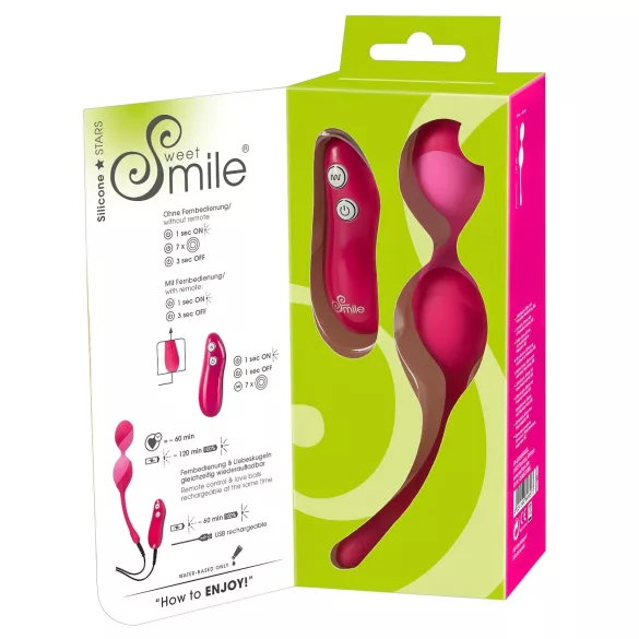 SMILE - ovo vibratório com controle remoto - 82g - rosa