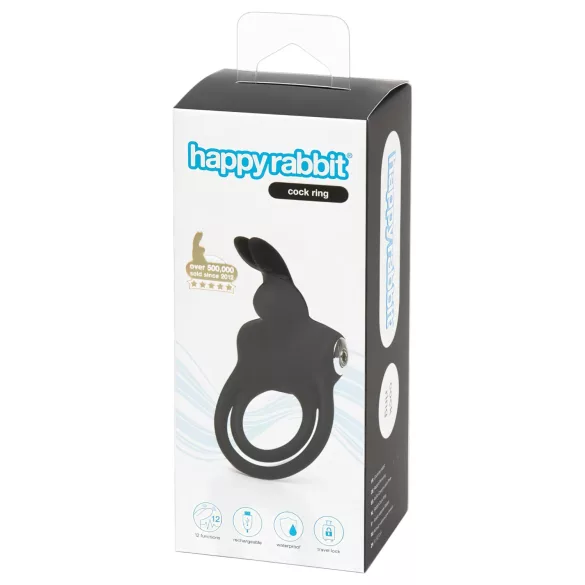 Happyrabbit - anel peniano e escrotal recarregável à prova d’água - preto