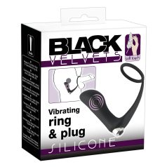 Black Velvet - Anel Peniano Vibrador Anal (Preto)