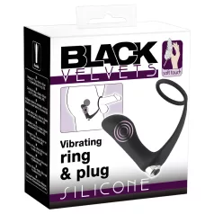   Black Velvets - vibrador anal com anel peniano - silicone preto