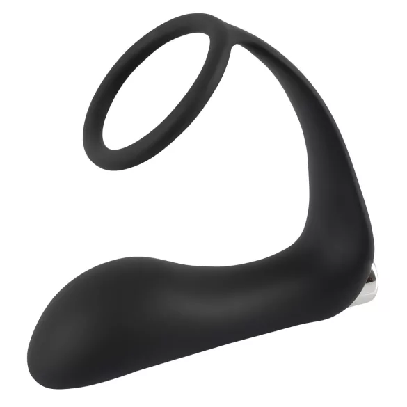 Black Velvets - vibrador anal com anel peniano - silicone preto