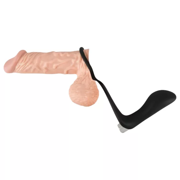 Black Velvets - vibrador anal com anel peniano - silicone preto