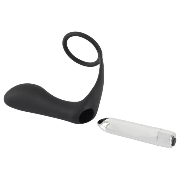 Black Velvets - vibrador anal com anel peniano - silicone preto