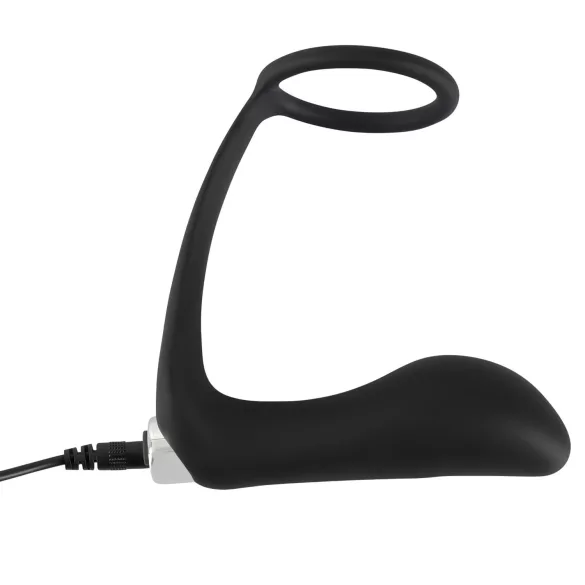 Black Velvets - vibrador anal com anel peniano - silicone preto