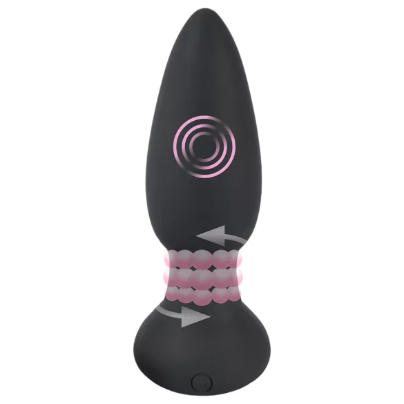 Black Velvets - vibrador anal rotativo com esferas - silicone preto