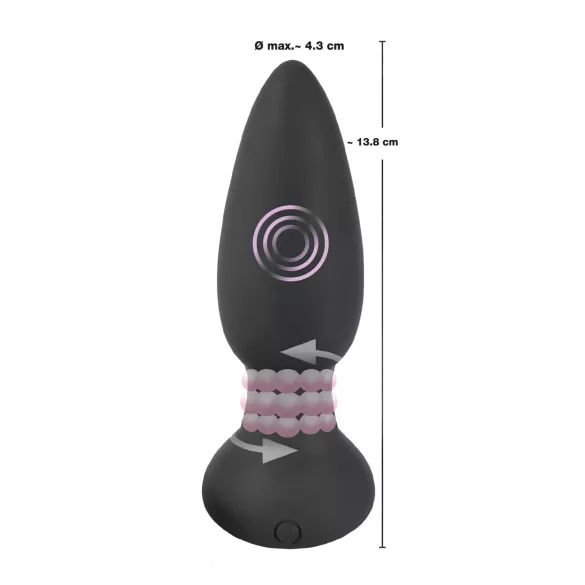 Black Velvets - vibrador anal rotativo com esferas - silicone preto