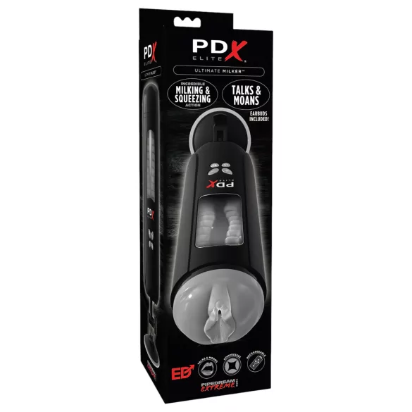 PDX Ultimate Milker - masturbador masculino com sucção e vibração - preto