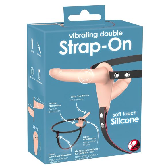 You2Toys - Strap-On - Vibrador Duplo de Encaixe (Cor Natural)