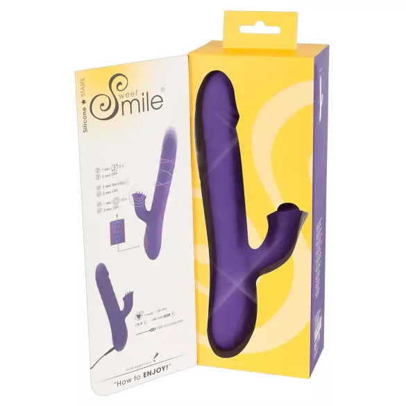 Smile Pearl - vibrador com pérolas e movimento de empurrar - silicone roxo