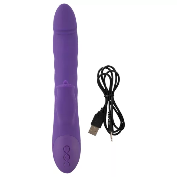 Smile Pearl - vibrador com pérolas e movimento de empurrar - silicone roxo