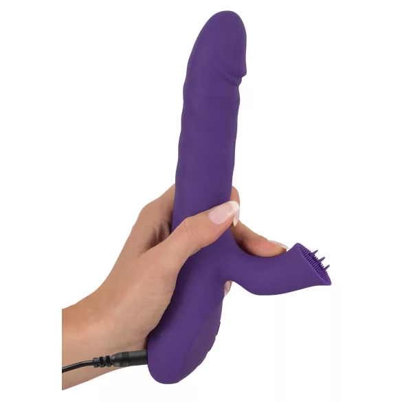 Smile Pearl - vibrador com pérolas e movimento de empurrar - silicone roxo