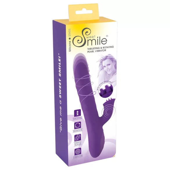 Smile Pearl - vibrador com pérolas e movimento de empurrar - silicone roxo