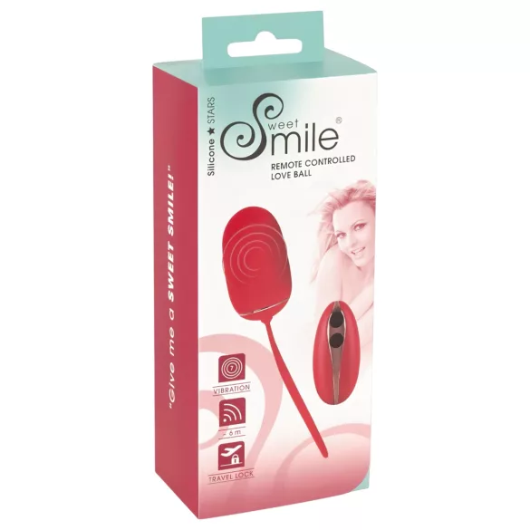 SMILE Love Ball - ovo vibratório recarregável com controlo remoto (vermelho), utilizável durante o uso/vestível