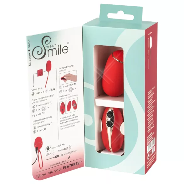 SMILE Love Ball - ovo vibratório recarregável com controlo remoto (vermelho), utilizável durante o uso/vestível
