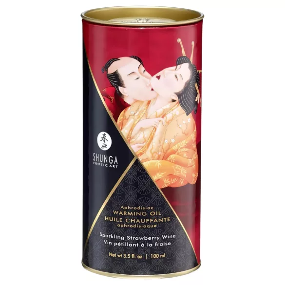 Shunga - óleo de massagem com efeito calor - champanhe e morango - 100ml