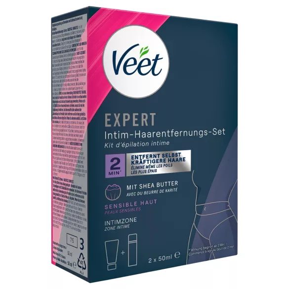 Veet - creme depilatório íntimo e espuma hidratante para mulheres (2x50 ml)