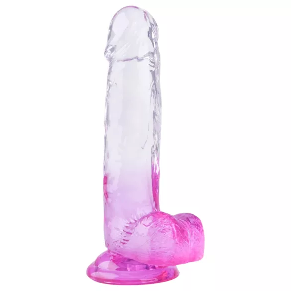 Sunfo - dildo com ventosa e escroto - 22cm - transparente roxo