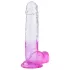 Sunfo - dildo com ventosa e escroto - 22cm - transparente roxo