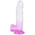 Sunfo - Dildo c/ ventosa e testículos - 22cm (transparente-roxo)