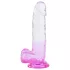 Sunfo - dildo com ventosa e escroto - 22cm - transparente roxo